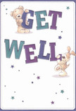 Brimming with cheerful optimism, the design of this get well card sparkles with heartfelt warmth-perfect for delivering a little sunshine to a loved one in Orpington. Two lovable characters, a plush teddy bear and a floppy-eared puppy, playfully hold and balance the oversized, colourful 'Get Well' letters, their joyful poses capturing a sense of playful healing. The text in rich indigo and teal pops brightly against a creamy, clean background, providing an uplifting vibrancy that mirrors the spirit of community found in local markets. Scattered about are twinkling stars in purples and blues, infusing the card with a whimsical, hopeful glow. The bear's and puppy's illustrated fur gives a soft, tactile impression, as if their comfort is just within reach-a perfect choice for sending support to someone convalescing off Crofton Lane or Avalon Road. This card radiates genuine care, a heartfelt offering much like a just-delivered bouquet, providing comfort and encouragement with every heartfelt detail.